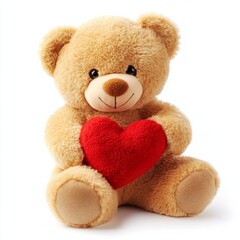 Obraz premium Teddy bear holding a heart isolated on white background
