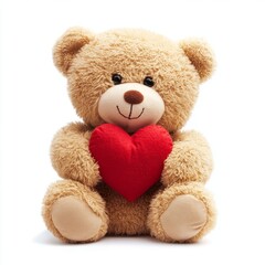 Obraz premium Teddy bear holding a heart isolated on white background