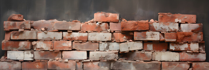 Obraz premium A Rustic Stack of Weathered Red Bricks: Testament to Time, Resilience and Beauty of Imperfection