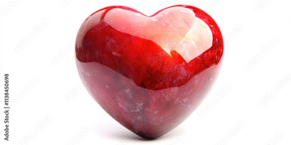 Poster a red heart shaped object on a white surface