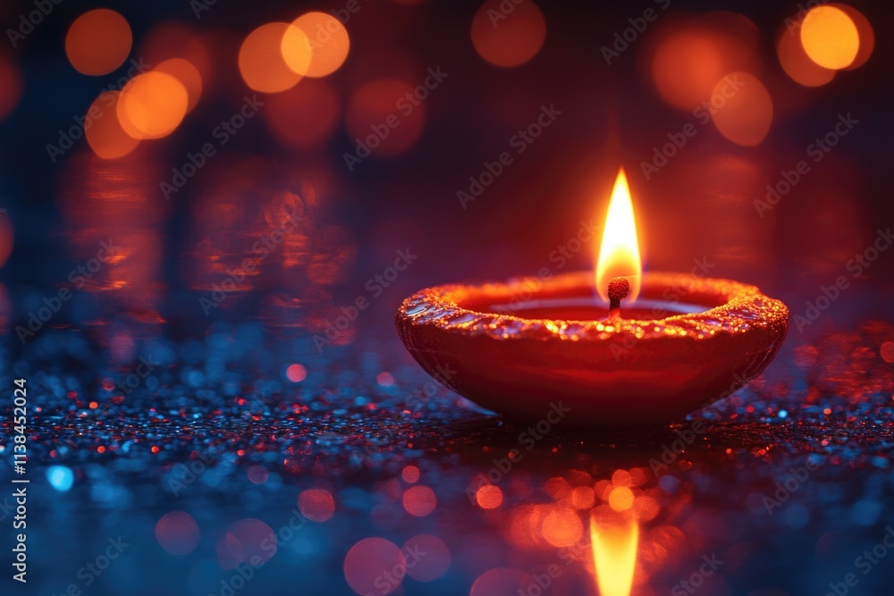 Aufkleber A single lit candle placed on a table with a simple background