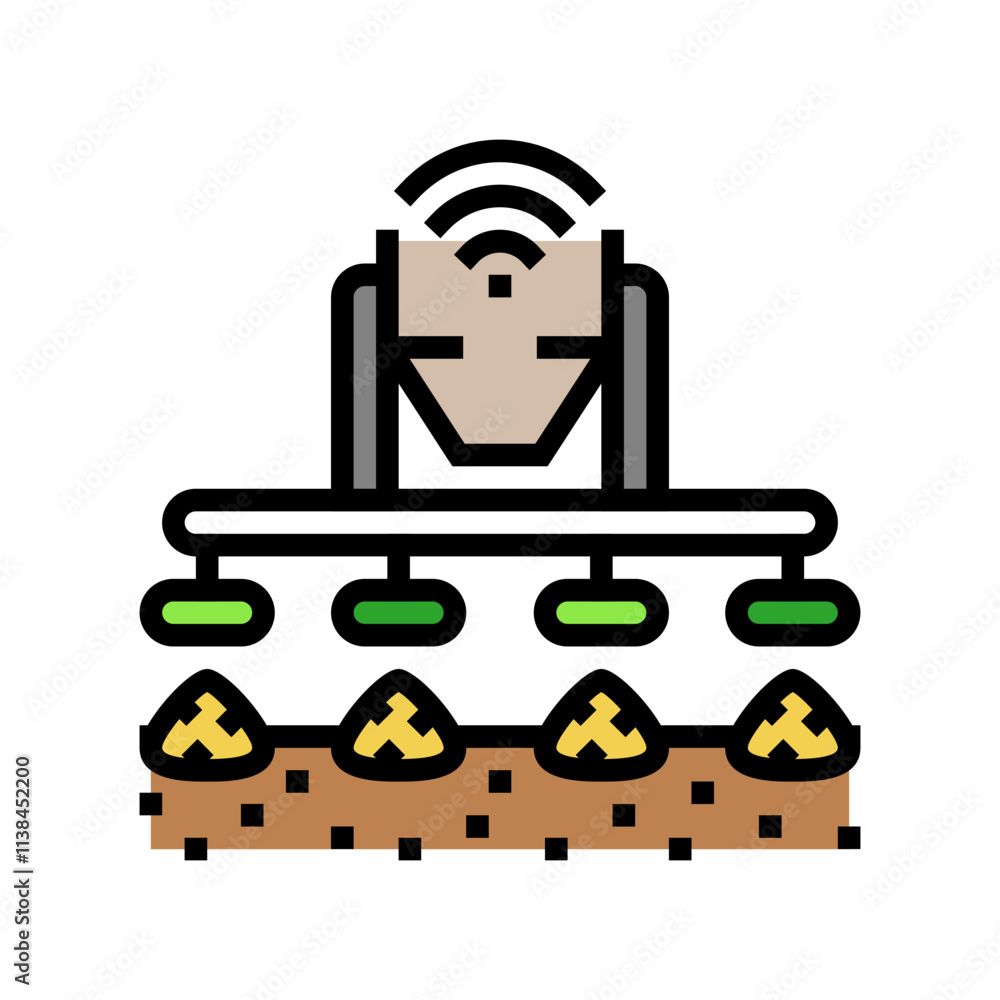 Poster automated feeder agri tech color icon vector. automated feeder agri tech sign. isolated symbol illus
