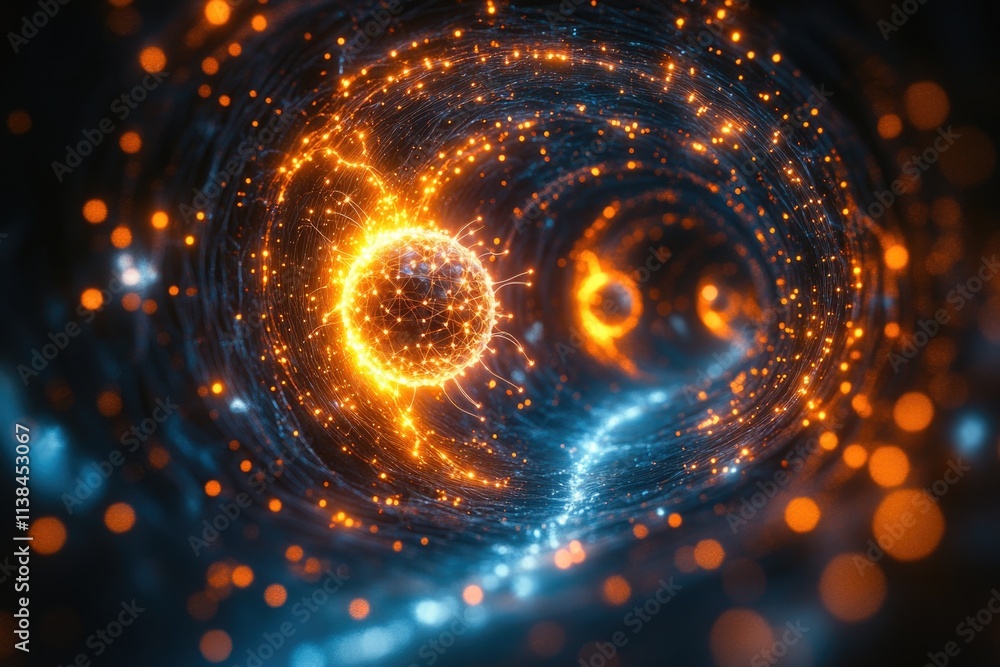 Poster a spiral shape in darkness, suitable for use as a design element or symbol