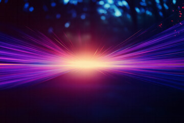 a bright purple light streaks through the dark background