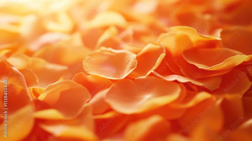 Poster abstract close-up of beautiful orange rose petals creating a romantic and warm background for design