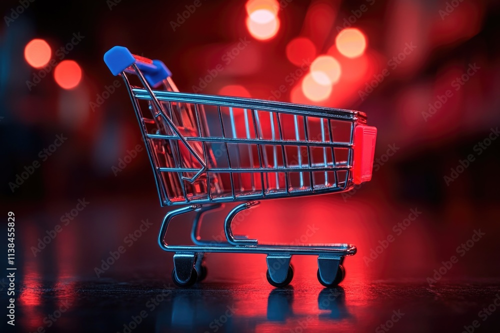 Poster A small shopping cart placed on a table