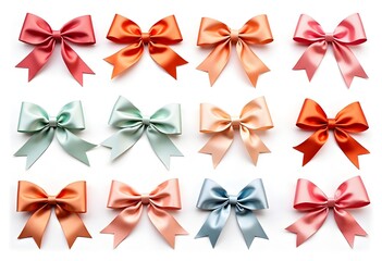 A set of many colorful satin gift ribbons background  Christmas, holiday, happy birthday and happy new year 