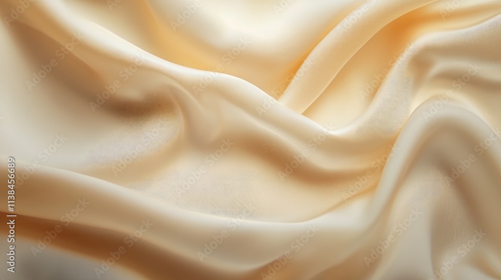 Poster elegant draped silky fabric background in soft cream tones with smooth flowing textures and gentle c