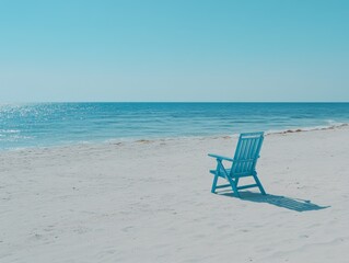 Serene Beach Chair Facing the Ocean