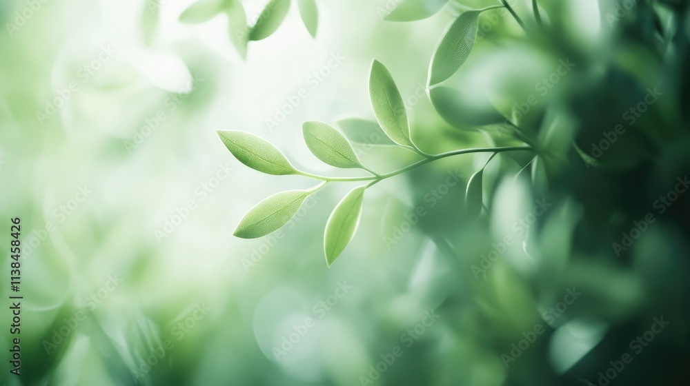 Poster close up of light green succulent leaves creating a soft blurred background highlighting nature's in