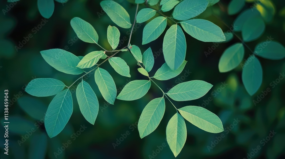 Aufkleber fresh green foliage with a soft focus background creating a serene and calm atmosphere ideal for nat
