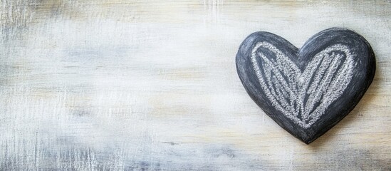 Fototapeta premium Chalk art black heart design on a white background with decorative lines showcasing creativity and artistic expression in a minimalist style