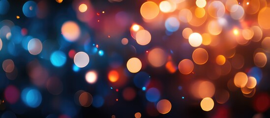 Colorful Bokeh Background with Multicolored Lights and Christmas Elements for Festive Celebrations and Seasonal Decorations
