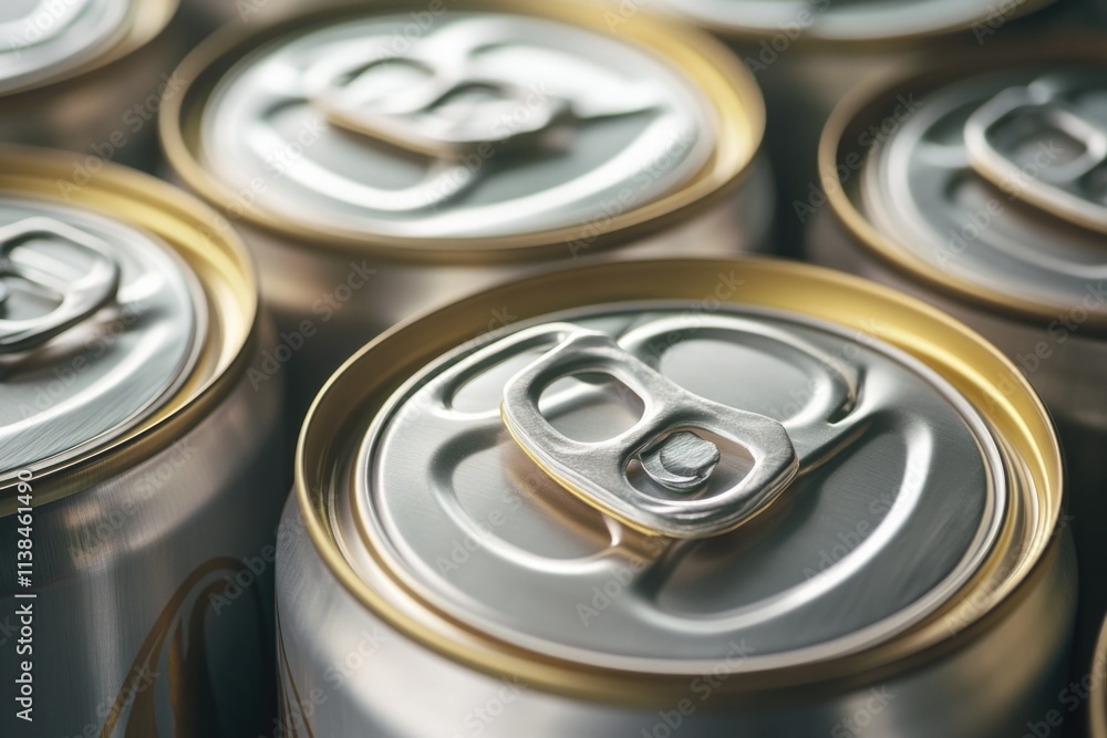 Poster a close-up shot of multiple cans of soda, ready for use or display