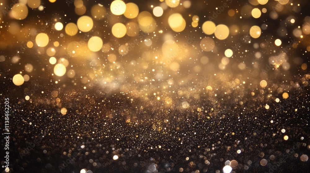 Poster abstract golden bokeh lights at night creating a dreamy background with shimmering glitter effects i