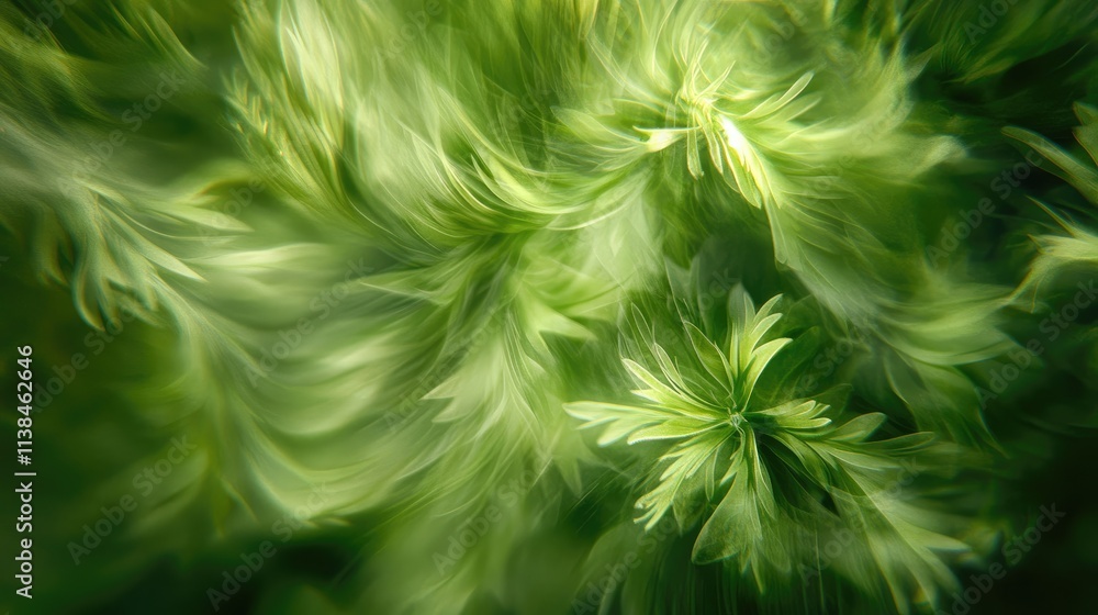 Poster close up abstract blurred image of lush light green succulent leaves showcasing intricate patterns a