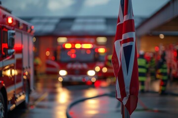 Obraz premium Close up of a fire station flagpole