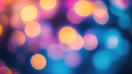 Obraz premium Vibrant abstract bokeh background with colorful blurred lights in shades of blue, orange, and purple creating a dreamy soft focus effect