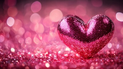 Obraz premium Valentines Shiny Pink Glitter Background With Defocused Abstract Lights