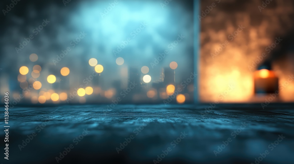 Poster abstract blurred interior scene with soft bokeh lights creating a dreamy atmospheric background for 
