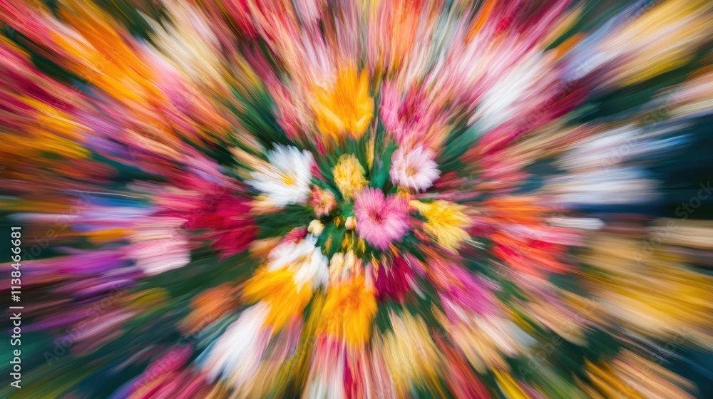 Poster vibrant abstract blur of colorful spring flowers creating a dreamy and soft floral background ideal 