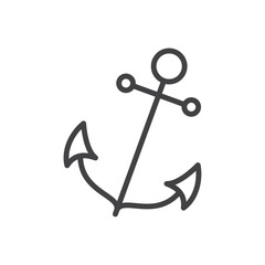 Anchor icon Logo symbol outline set