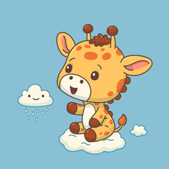  Baby Giraffe in Cartoon Style