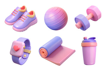 Fitness Accessories Set: Dumbbells, Yoga Mat, Pilates Ball, Water Bottle, and More for an Active Lifestyle