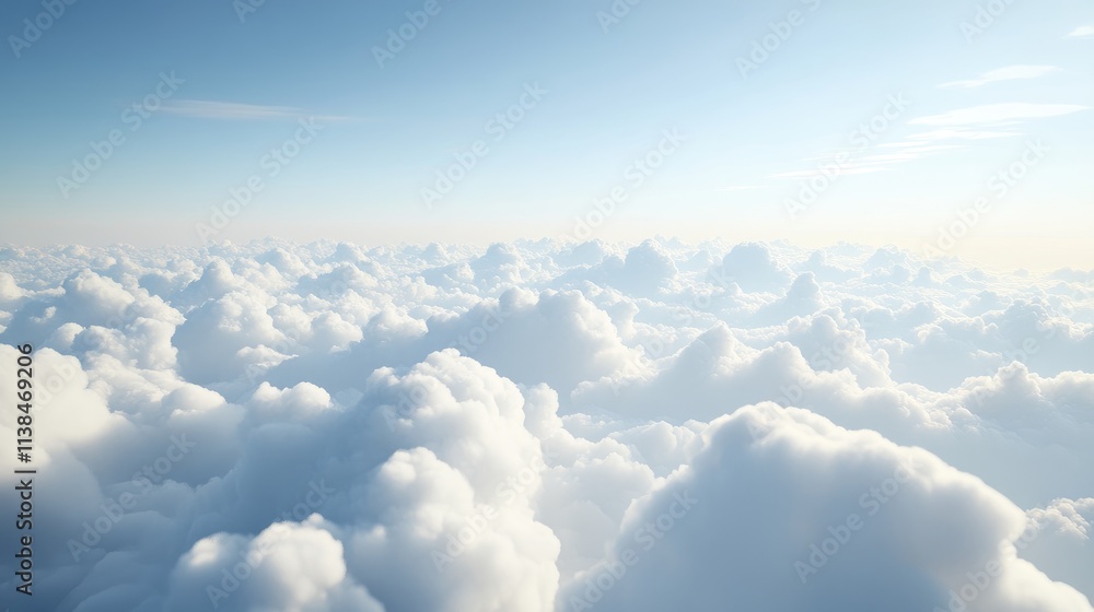Poster pastel sky and fluffy clouds background creating a serene and dreamlike atmosphere for design and cr