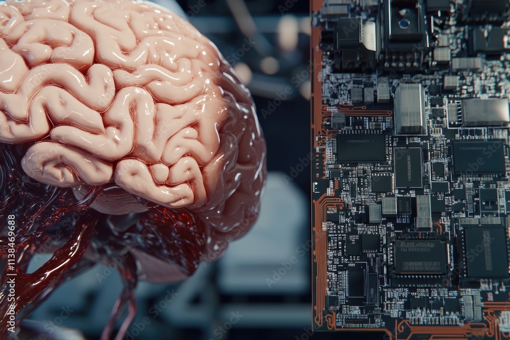 Aufkleber a detailed view of a computer brain component on a motherboard
