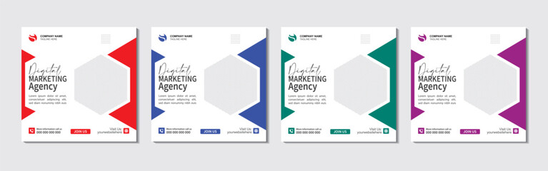 Digital marketing agency and corporate social media post or square banner template