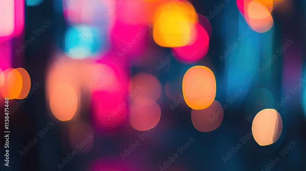 Poster vibrant blurred bokeh background of a shopping mall with colorful lights creating an abstract urban 