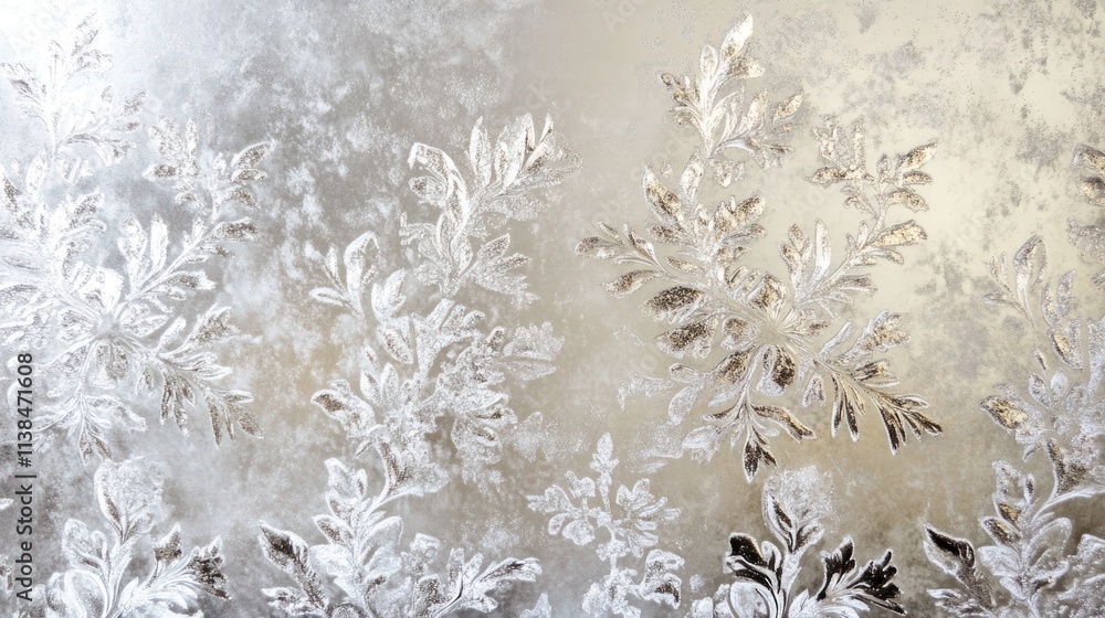 Poster frosted glass design with intricate floral patterns.