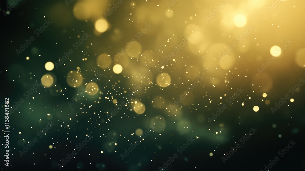 Poster abstract bokeh background with soft blurred golden lights in a dreamy atmosphere for creative design