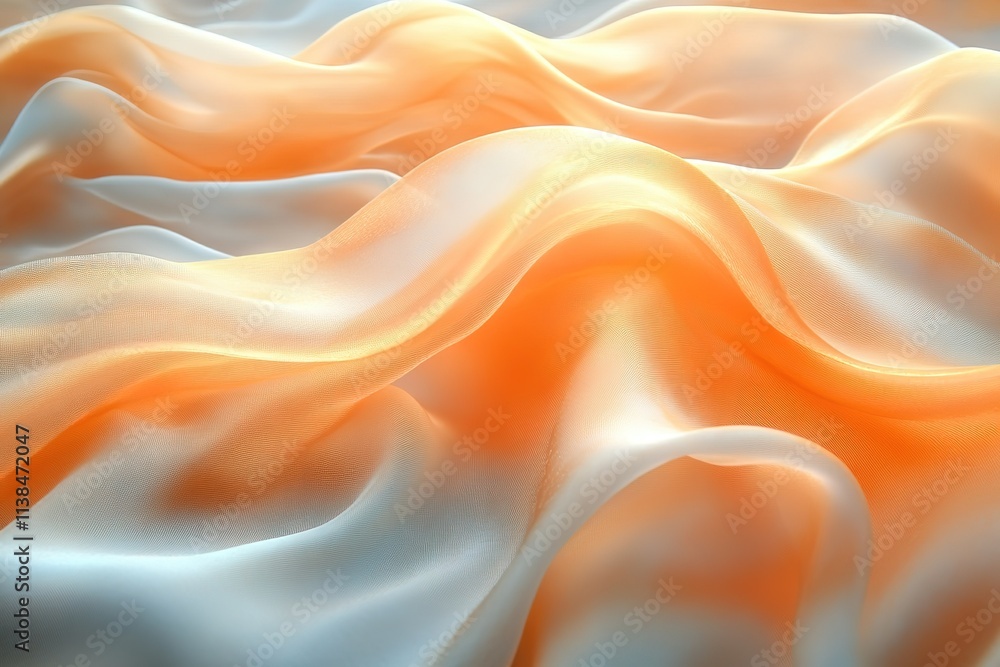 Poster piece of fabric with a wave pattern and a yellow and white color scheme