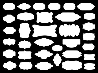 Set of frames: white, black, white outline, black outline. Background, border, design, picture, element, frame, geometric, graphic, icon, illustration, isolated, label