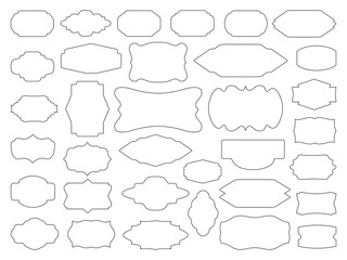 Set of frames: white, black, white outline, black outline. Background, border, design, picture, element, frame, geometric, graphic, icon, illustration, isolated, label