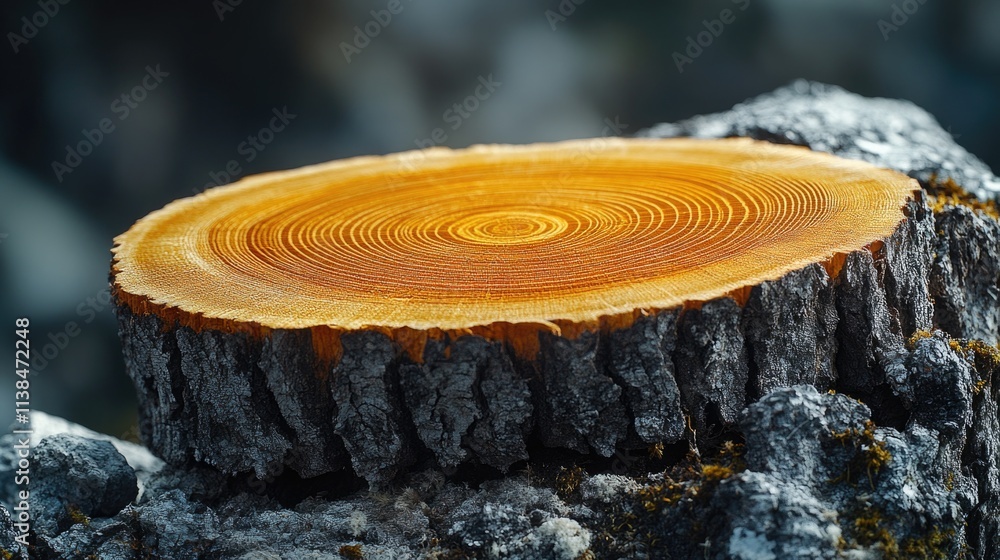 Poster close-up view of a wooden stump, ideal for use as a decorative element or as a symbol in various con