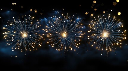 Explosive night sky with colorful fireworks,