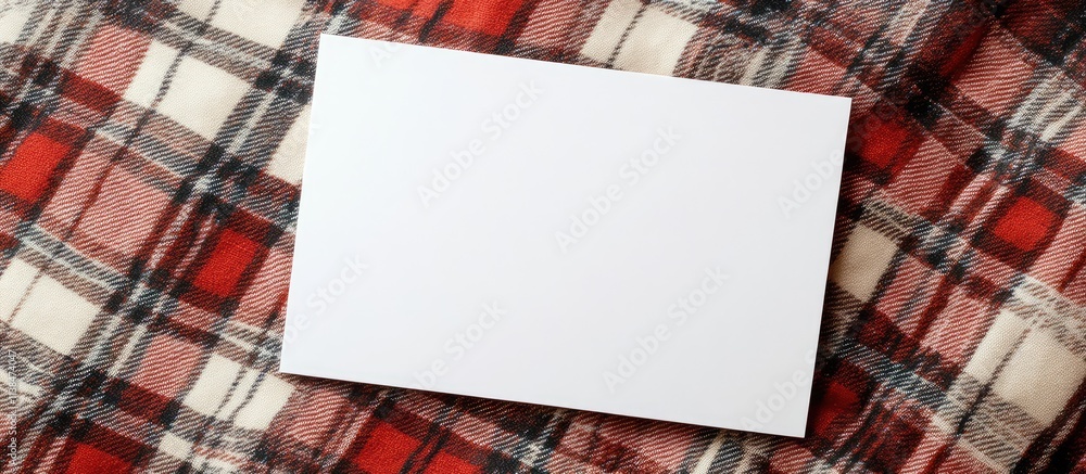 Aufkleber blank greeting card on a red and white checked backdrop ready for customization or messaging for any