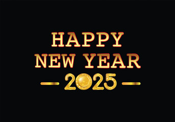 Happy New Year 2025 text design. Vector illustration