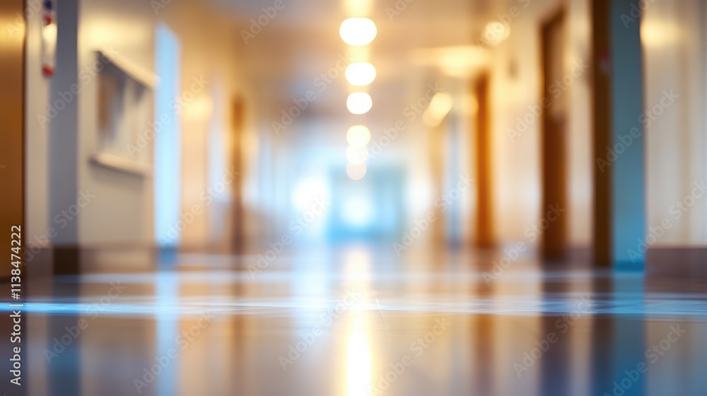 Aufkleber soft focus corridor with warm lighting creating an atmospheric background for various contexts such 