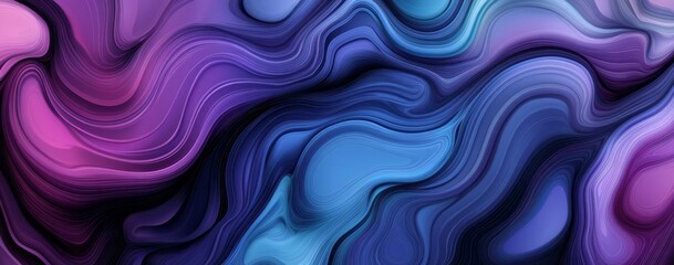Abstract Swirling Purple and Blue Wave Pattern