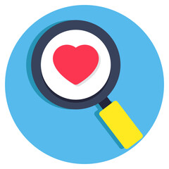 A colored design icon of search love