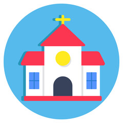 Conceptual flat design icon of church