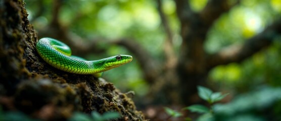 green snake on a branch