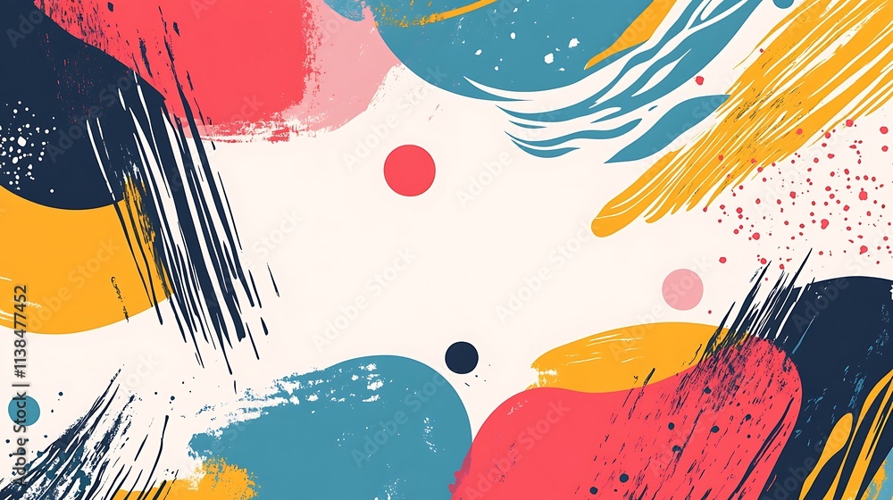 Poster abstract colorful paint strokes and splashes design