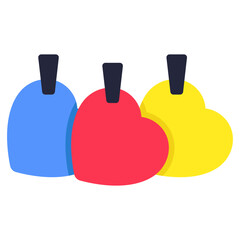 Heart balloons icon, decorative accessory