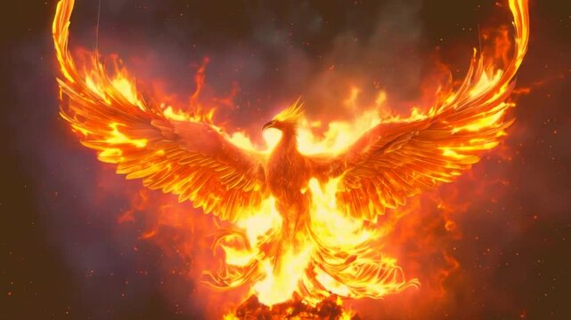 fire in the shape of a Phoenix bird