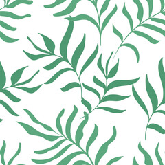 Jungle vector pattern with tropical leaves. Trendy summer print. Exotic seamless background.
